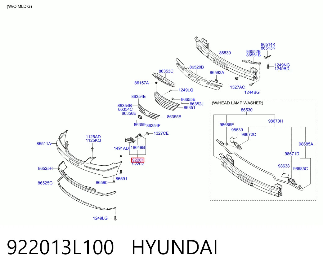922013L100 Hyundai/Kia Противотуманная фара левая