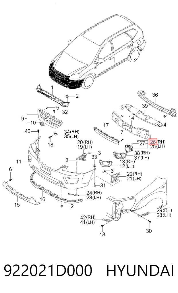 922021D000 Hyundai/Kia Противотуманка правая