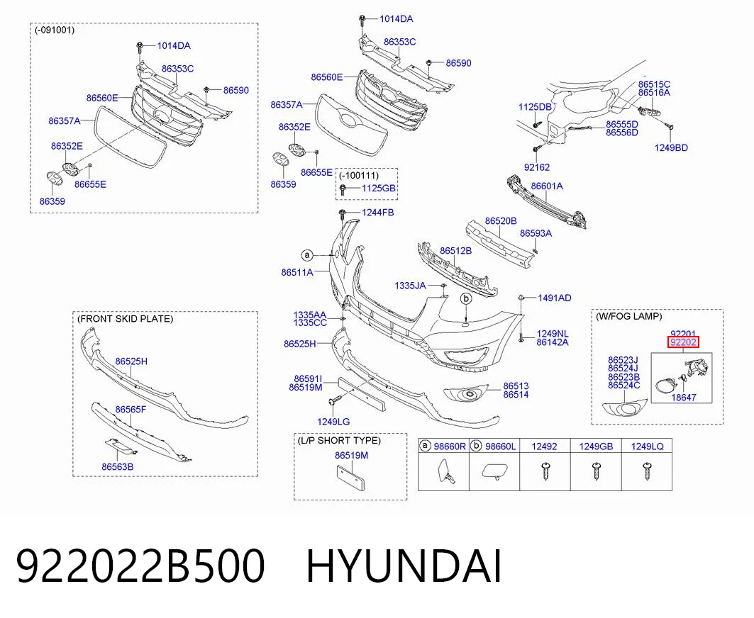 922022B500 Hyundai/Kia Противотуманка правая