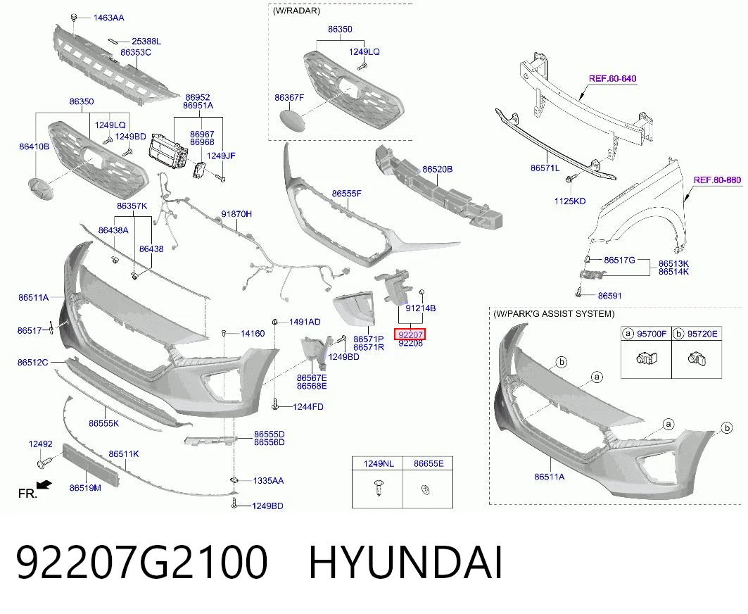 92207G2100 Hyundai/Kia Противотуманка правая