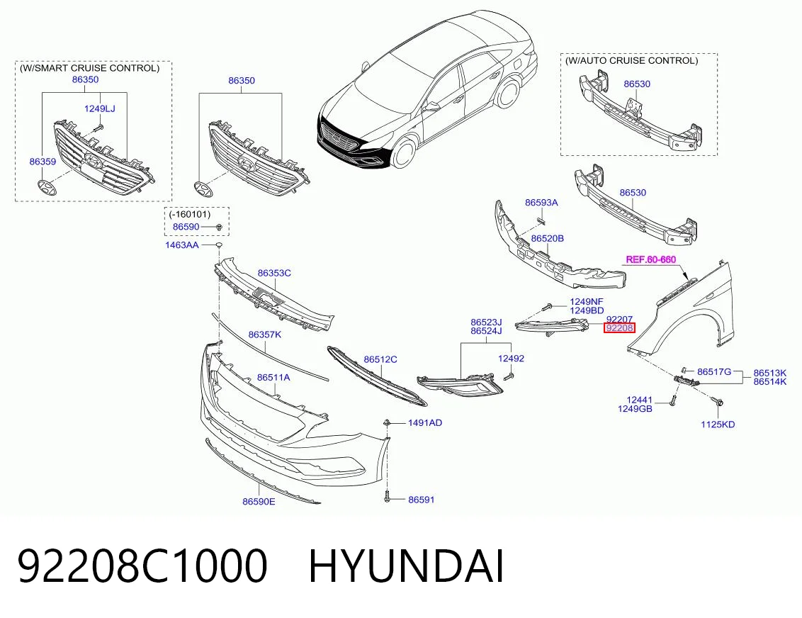 92208C1000 Hyundai/Kia Фара дневного света, правая