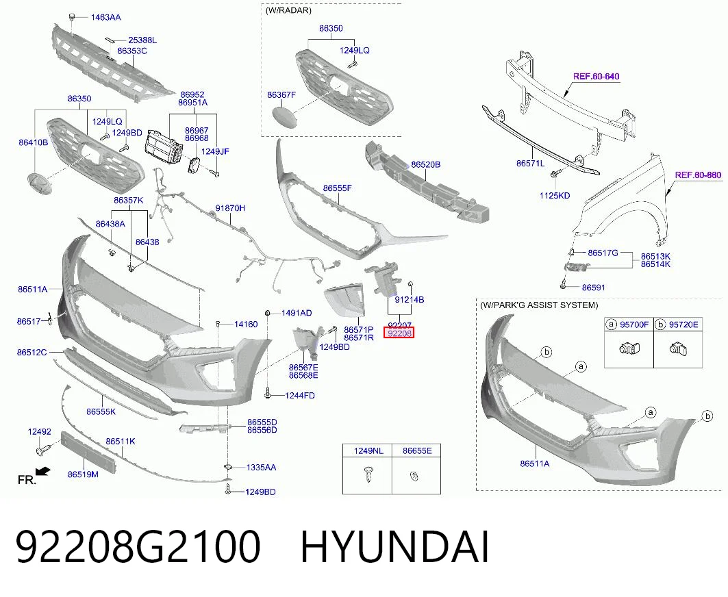 92208G2100 Hyundai/Kia Противотуманка правая
