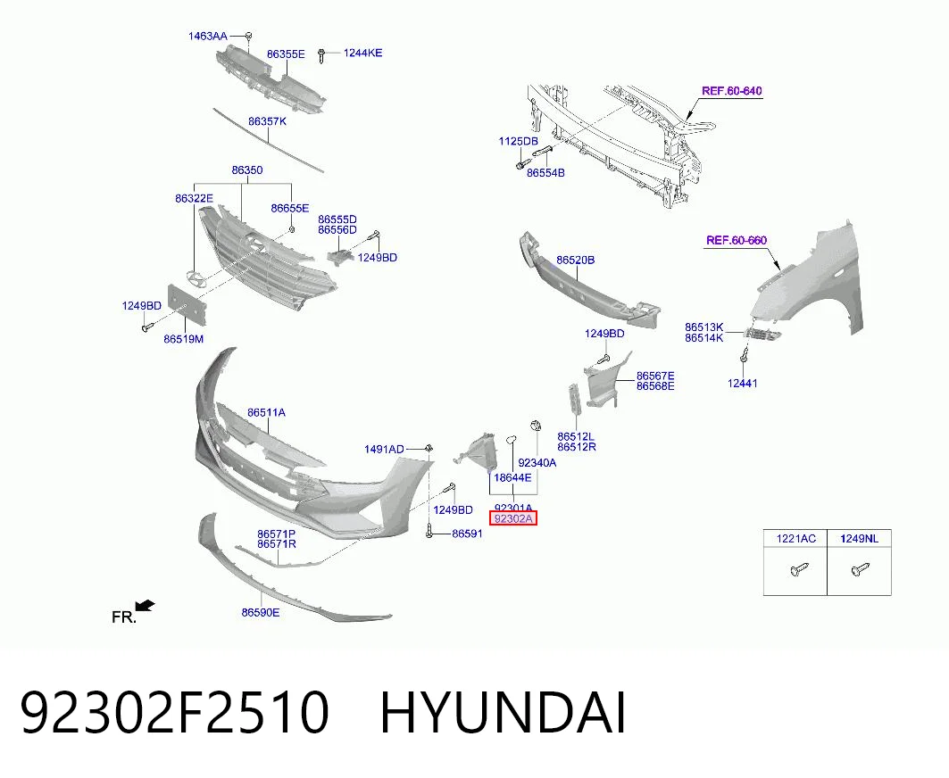 92302F2510 Hyundai/Kia Противотуманка правая