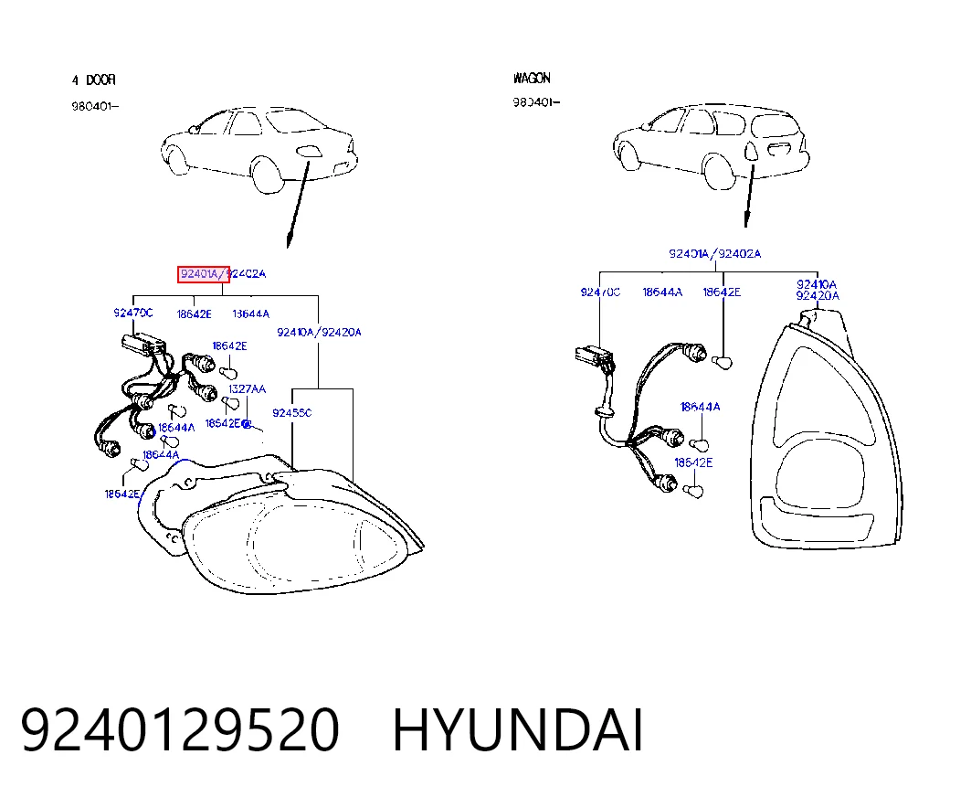 Задний левый стоп на Hyundai Lantra II 