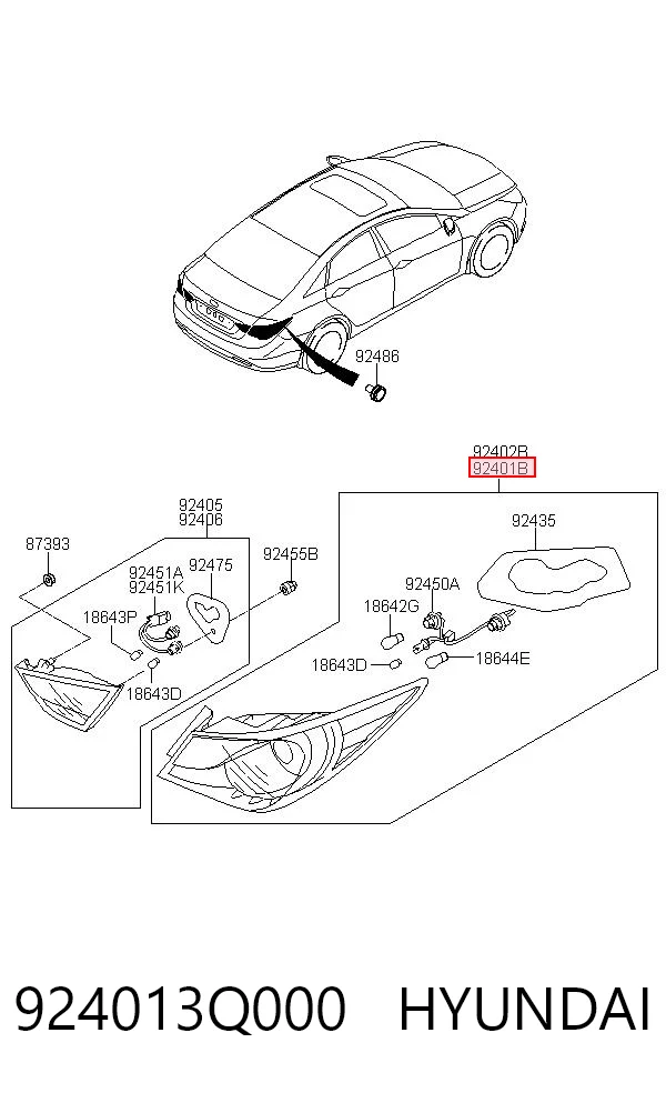924013Q000 Hyundai/Kia Задний левый стоп