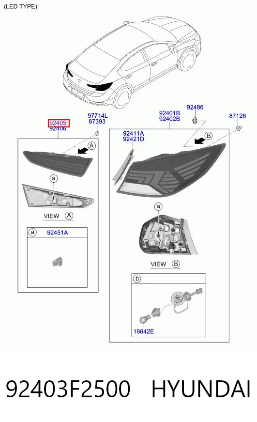 92403F2500 Hyundai/Kia Задняя левая внутренняя фара