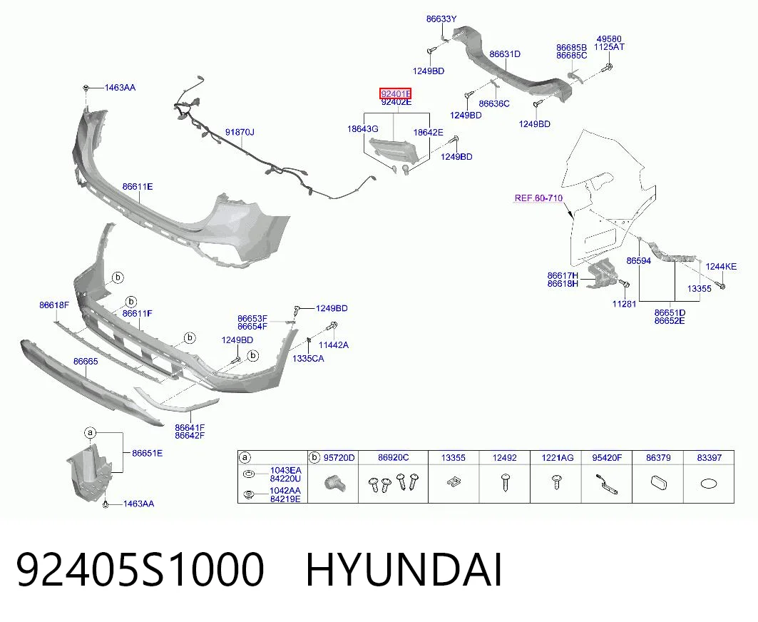 92405S1000 Hyundai/Kia Фонарь заднего бампера, левый