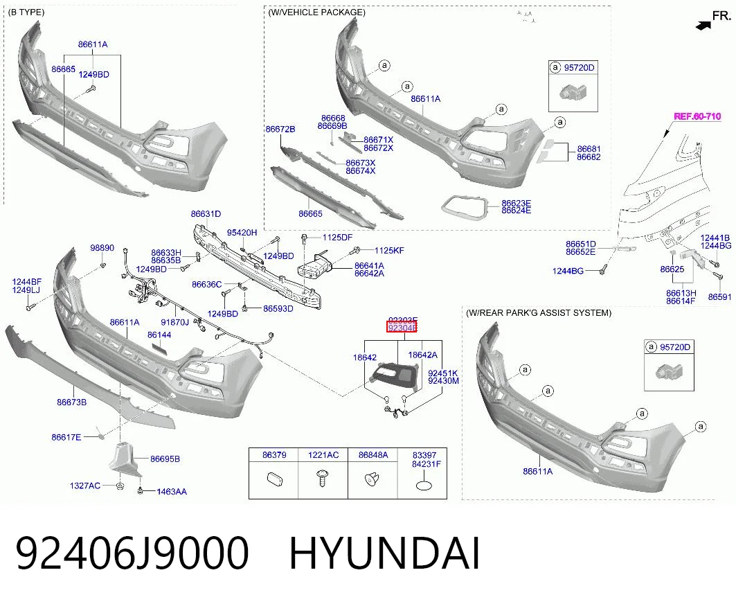 92406J9000 Hyundai/Kia Фонарь заднего бампера, правый