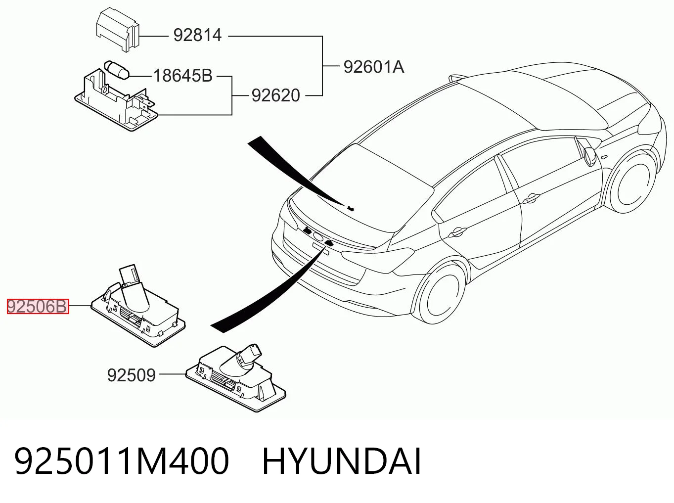 925011M400 Hyundai/Kia Фонарь освещения номера