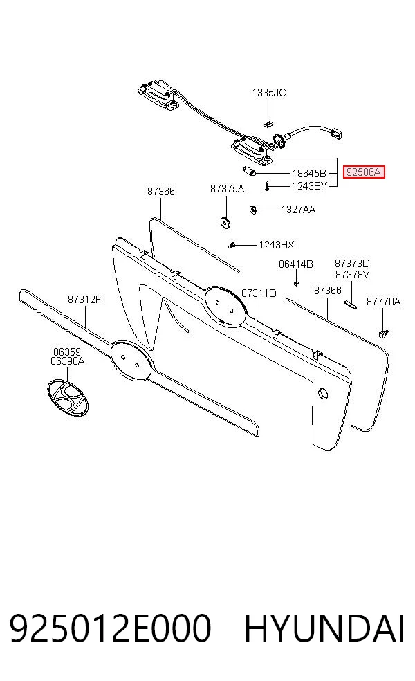 925012E000 Hyundai/Kia Фонарь освещения номера