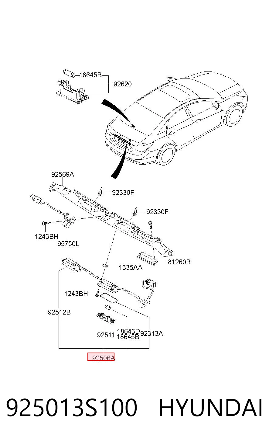 925013S100 Hyundai/Kia Фонарь освещения номера
