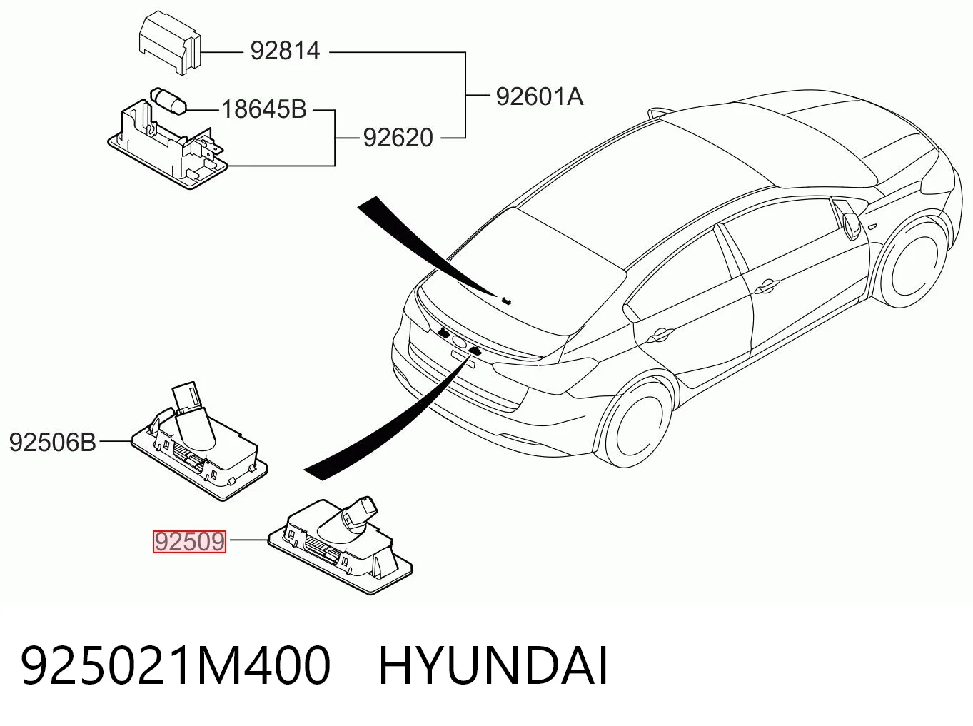 925021M400 Hyundai/Kia Фонарь освещения номера