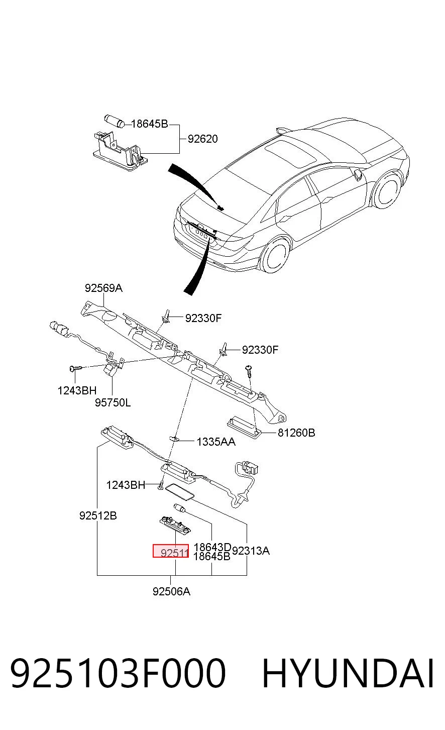 925103F000 Hyundai/Kia Фонарь освещения номера
