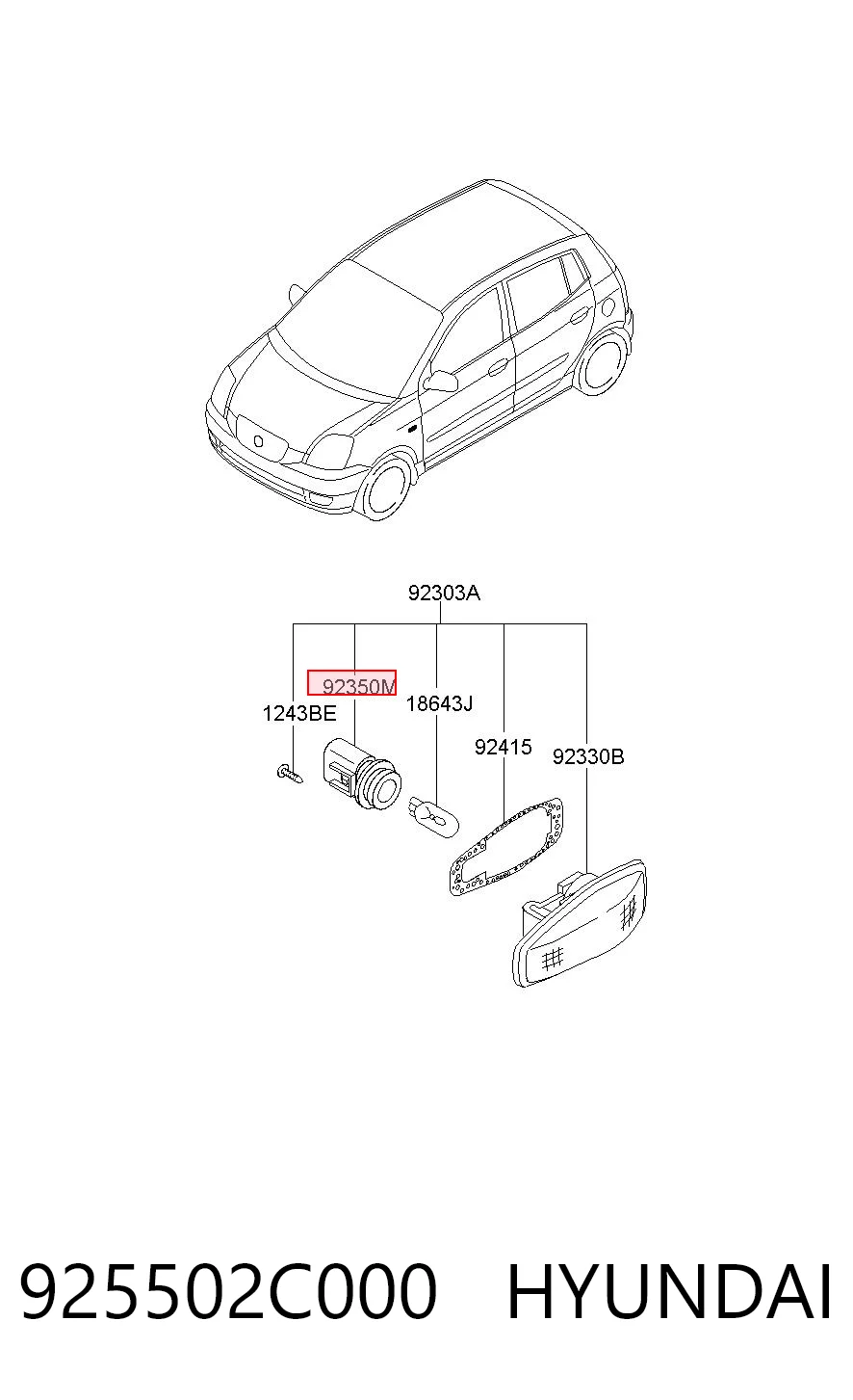 925502C000 Hyundai/Kia Цоколь (патрон) лампочки указателя поворотов