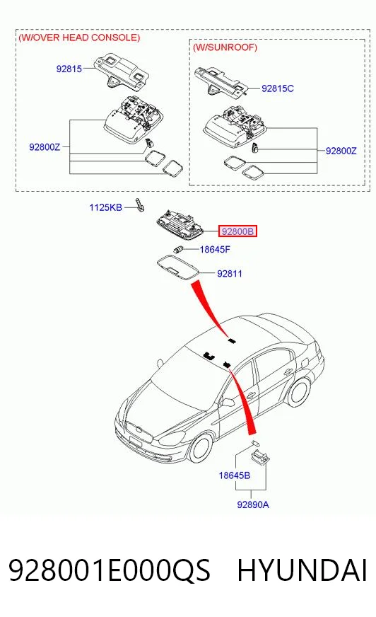 928001E000QS Hyundai/Kia Лампочка освещения салона