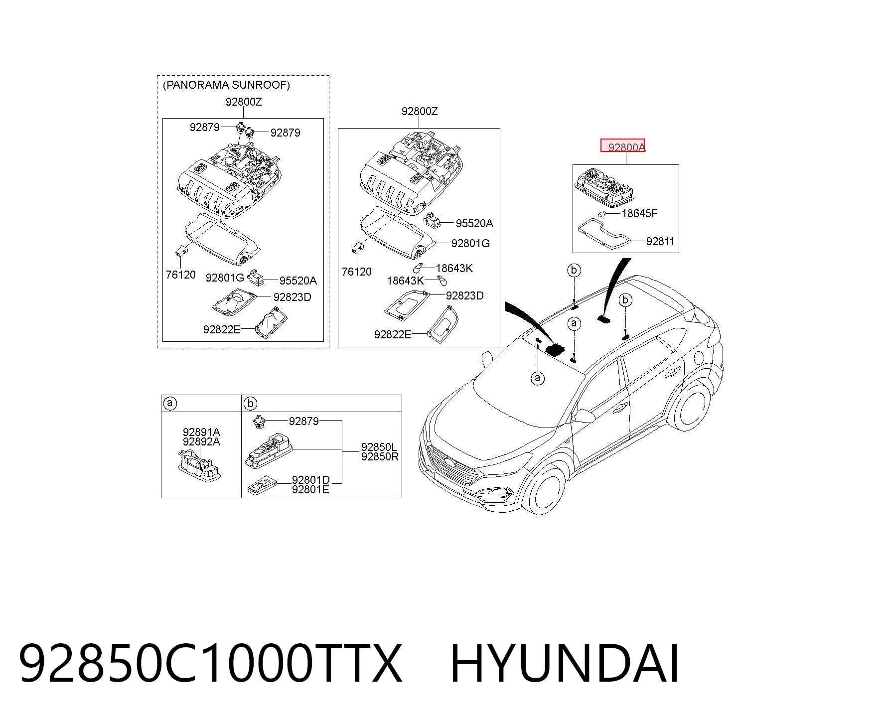 92850C1000TTX Hyundai/Kia Плафон освещения салона (кабины) задний