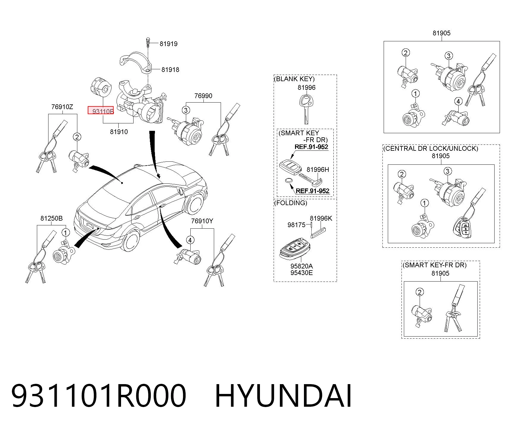 931101R000 Hyundai/Kia Контакты замка зажигания