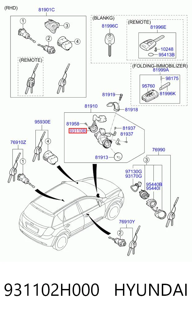 931102H000 Hyundai/Kia Контакты замка зажигания