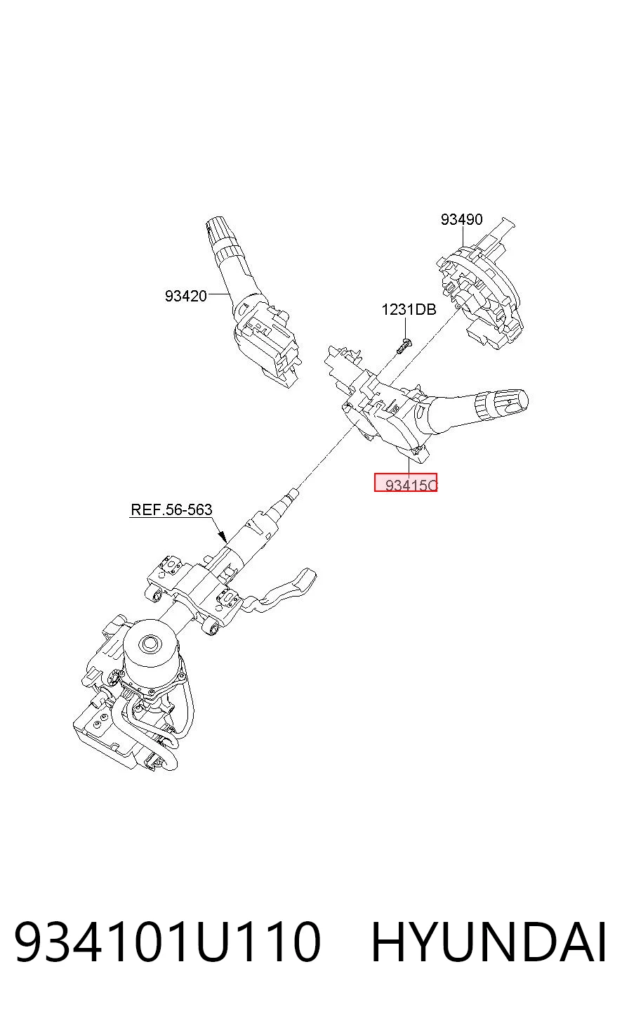 934101U110 Hyundai/Kia Левый подрулевой переключатель