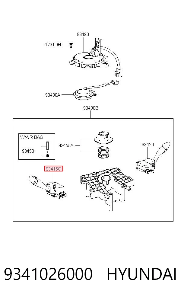 9341026000 Hyundai/Kia Левый подрулевой переключатель