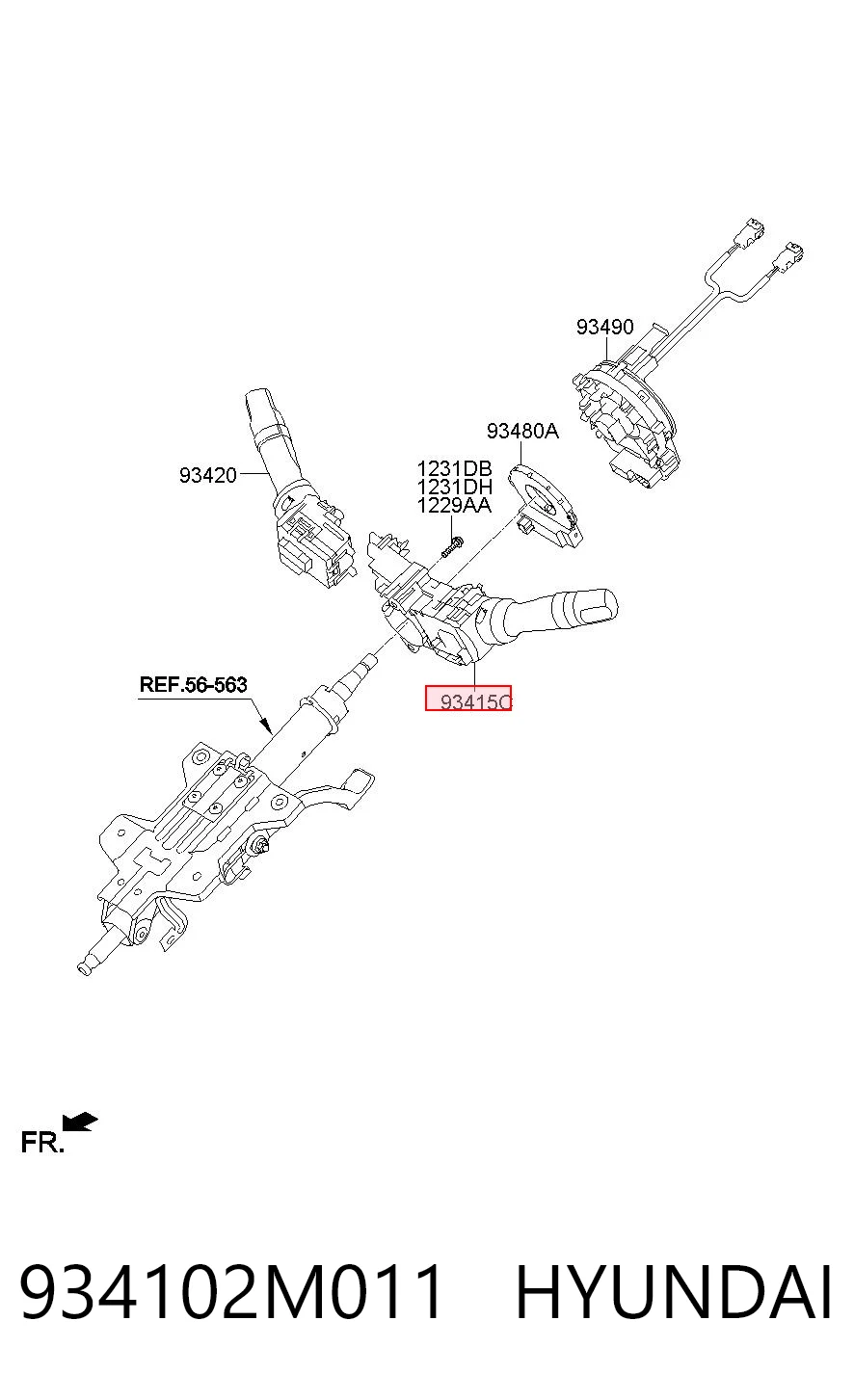 934102M011 Hyundai/Kia Левый подрулевой переключатель