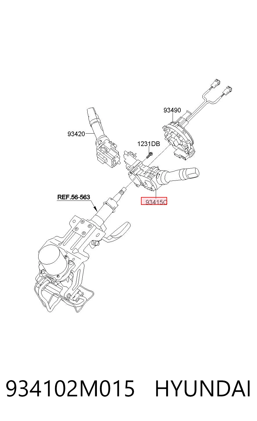 934102M015 Hyundai/Kia Левый подрулевой переключатель