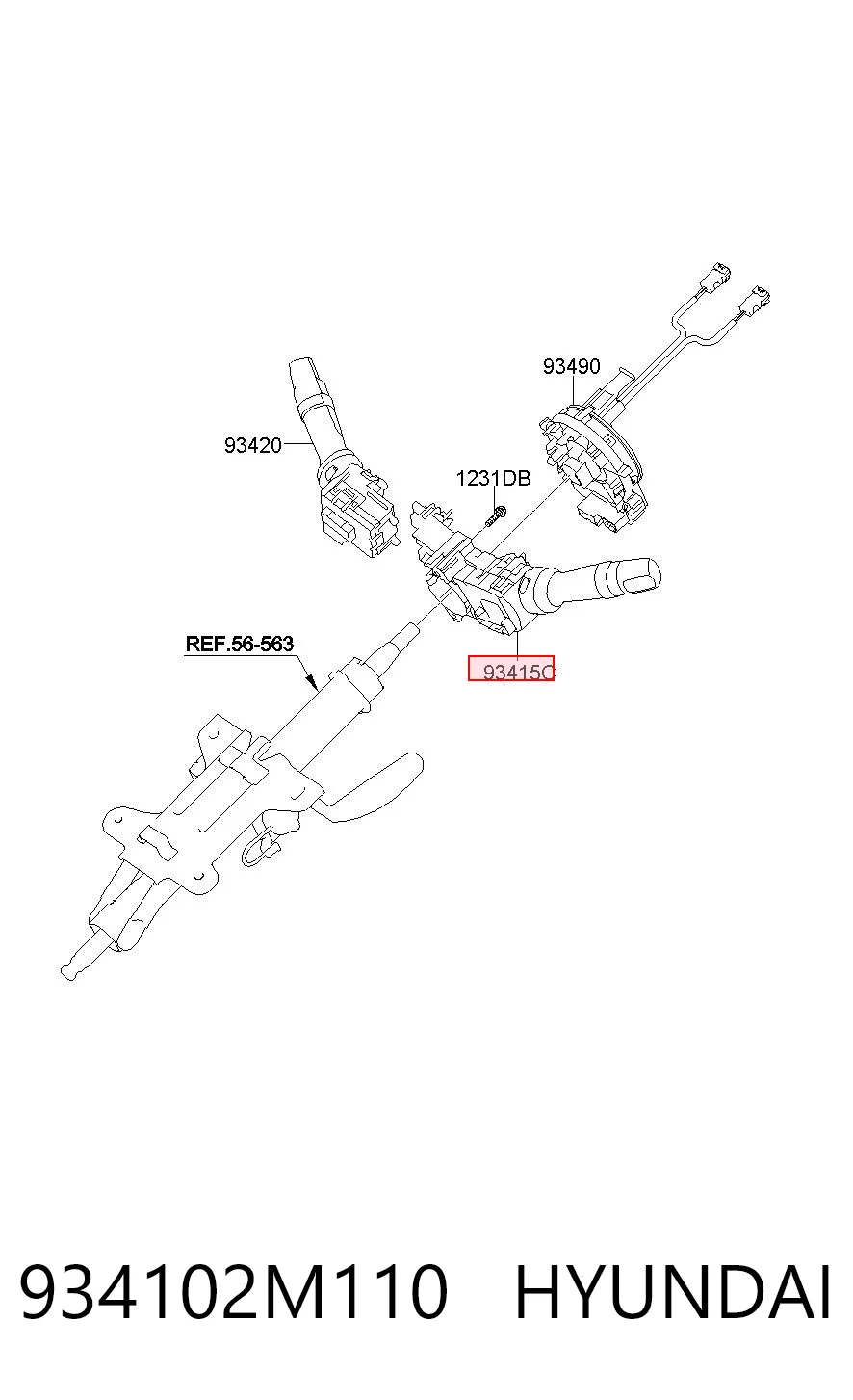 934102M110 Hyundai/Kia Левый подрулевой переключатель