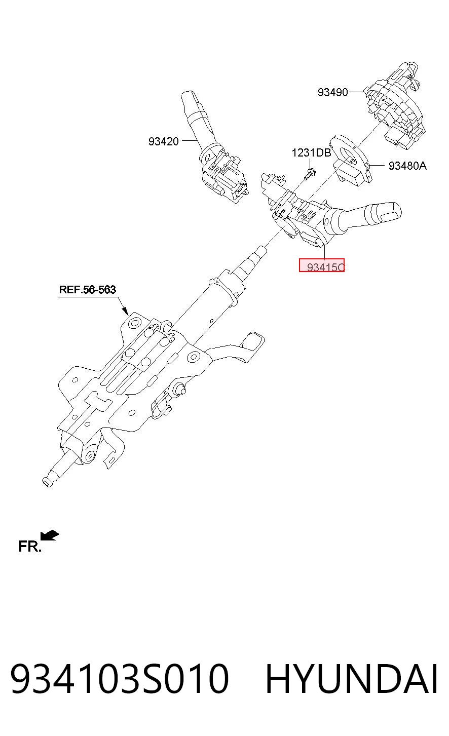 934103S010 Hyundai/Kia Левый подрулевой переключатель