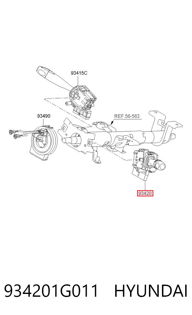 934201G011 Hyundai/Kia Переключатель подрулевой, правый