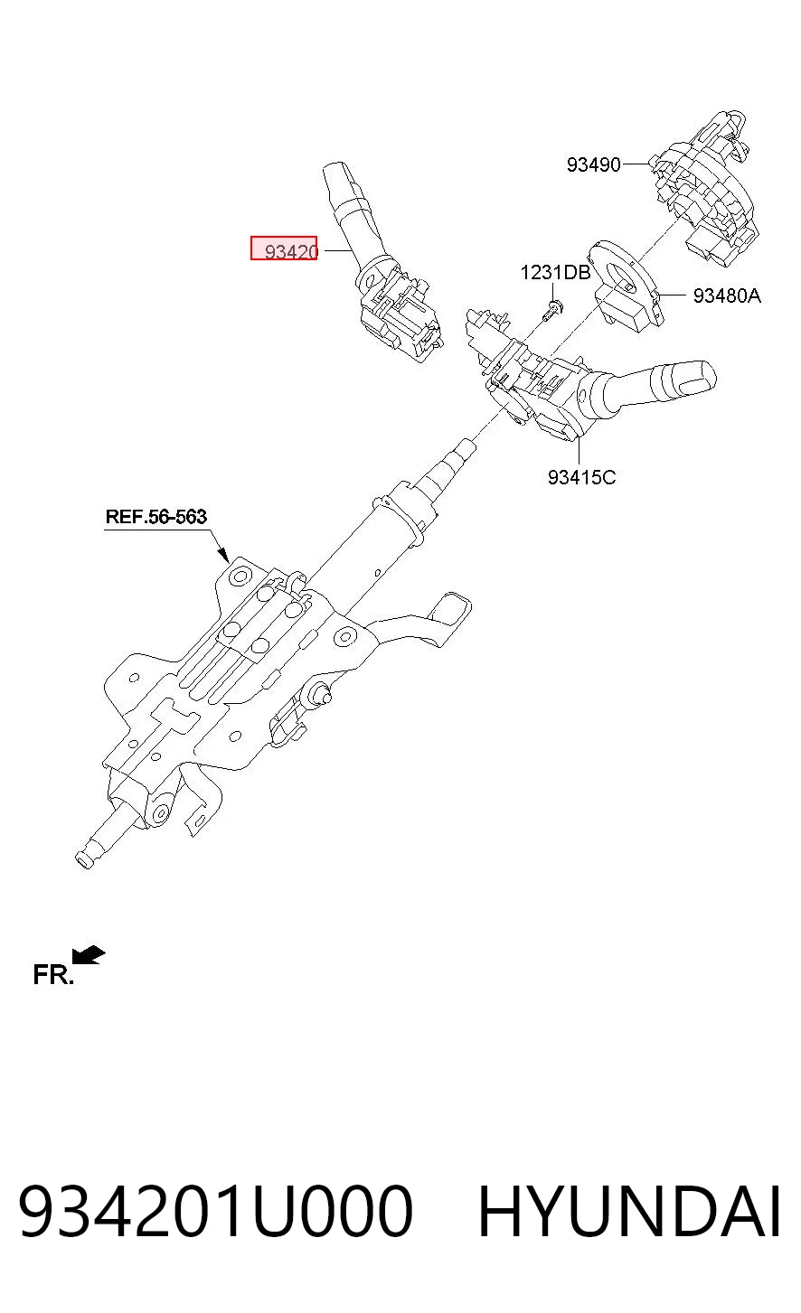 934201U000 Hyundai/Kia Переключатель подрулевой, правый