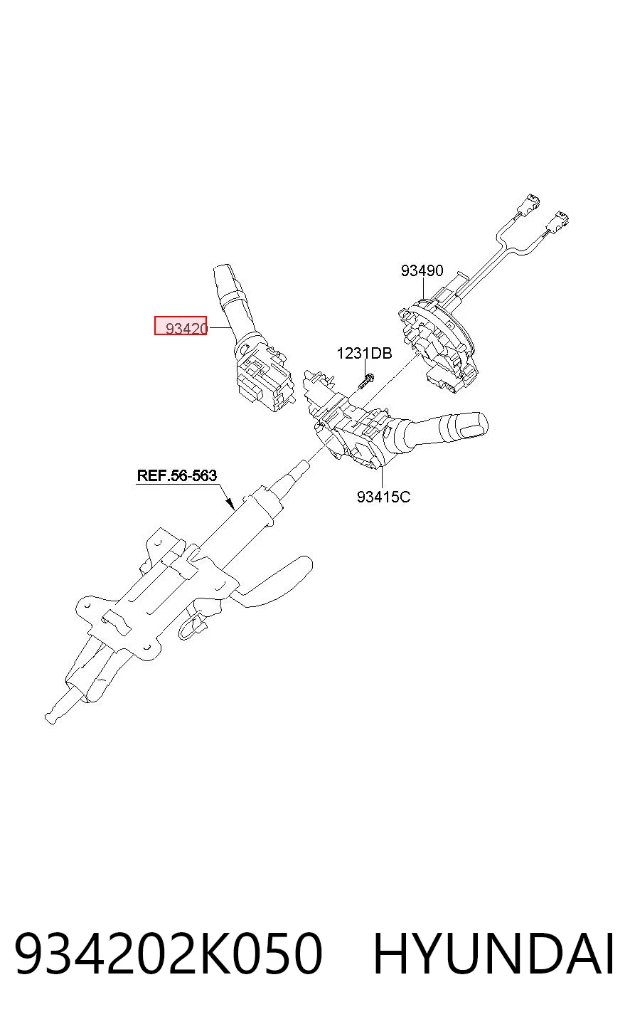 934202K050 Hyundai/Kia Переключатель подрулевой, правый