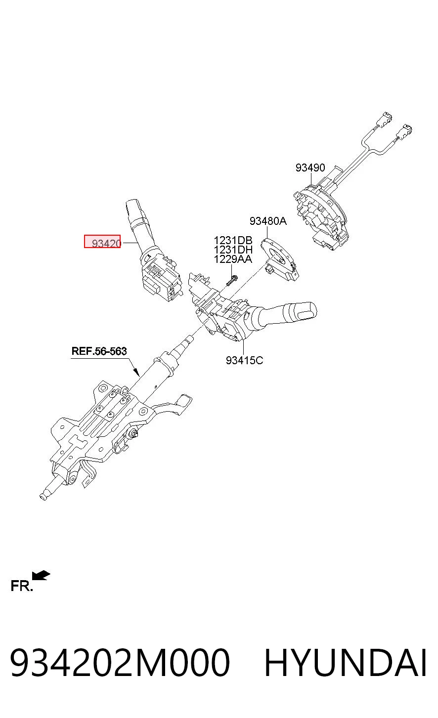 934202M000 Hyundai/Kia Переключатель подрулевой, правый