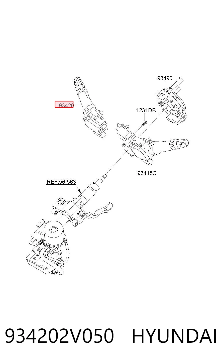 934202V050 Hyundai/Kia Левый подрулевой переключатель
