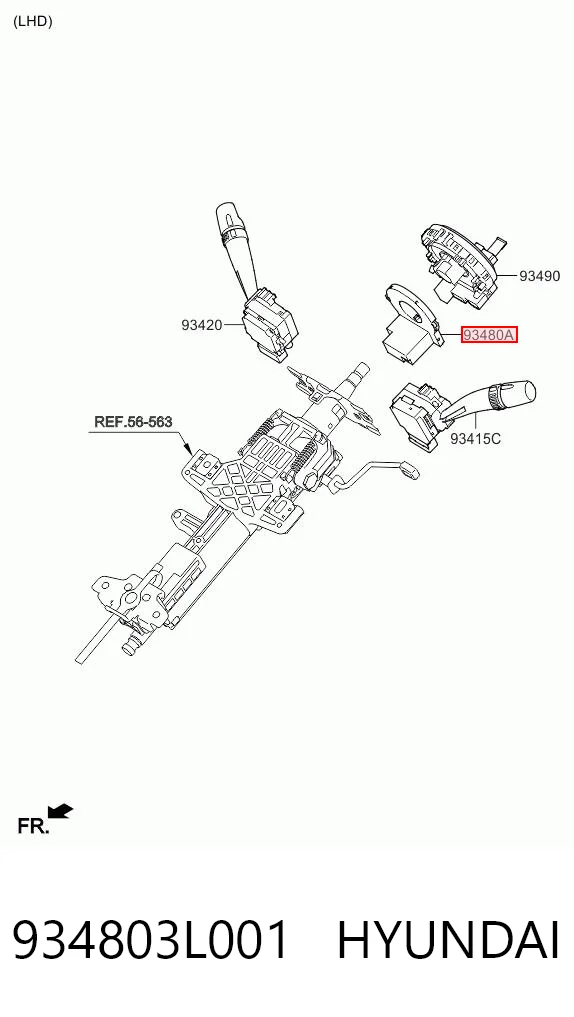 934803L001 Hyundai/Kia Датчик угла поворота руля