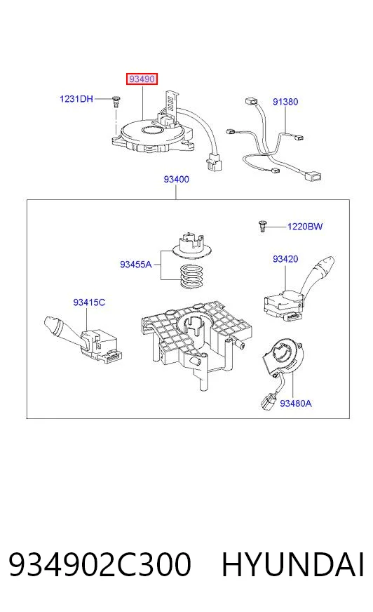 934902C300 Hyundai/Kia Кольцо подушки безопасности