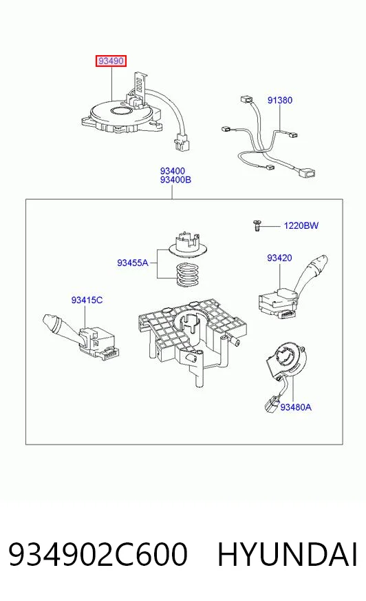 934902C600 Hyundai/Kia Кольцо подушки безопасности