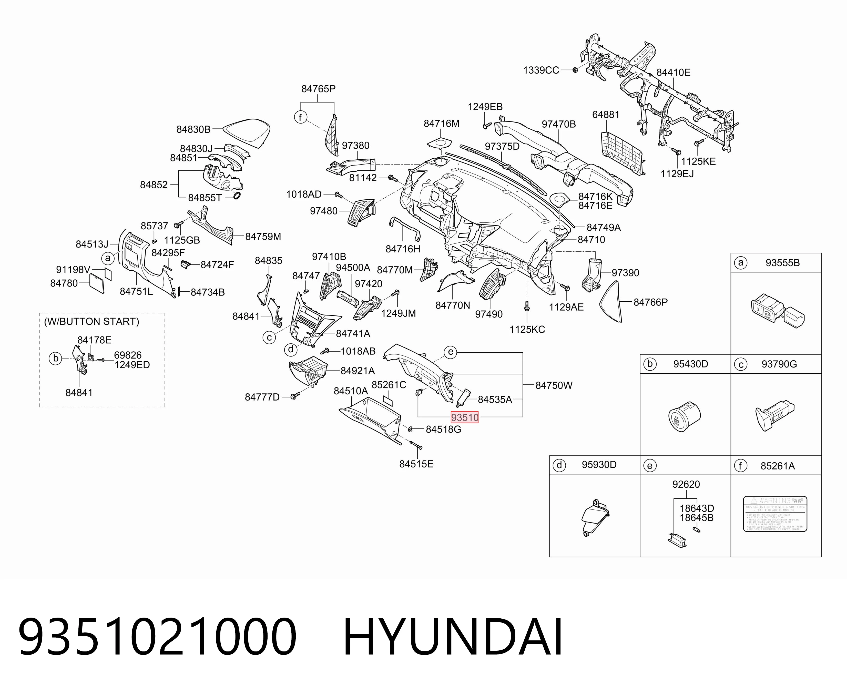 9351021000 Hyundai/Kia Концевик лампочки подсветки бардачка