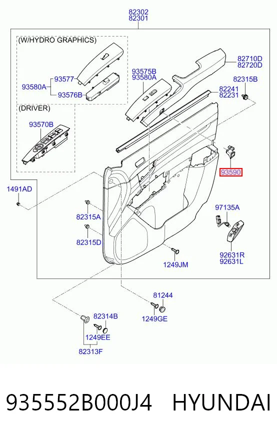 935552B000J4 Hyundai/Kia Кнопка открытия лючка бензобака