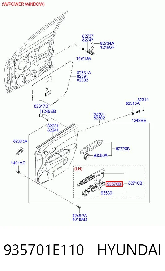 935701E110 Hyundai/Kia Кнопки переднего левого стекло подъёмника