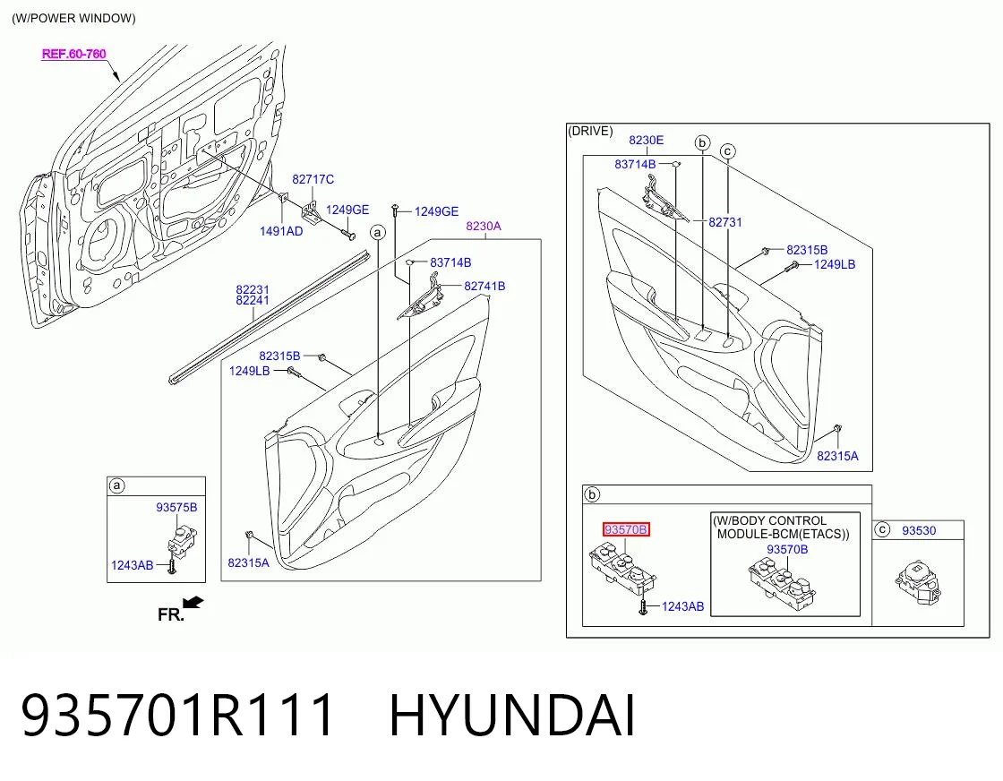 935701R111 Hyundai/Kia Кнопки переднего левого стекло подъёмника