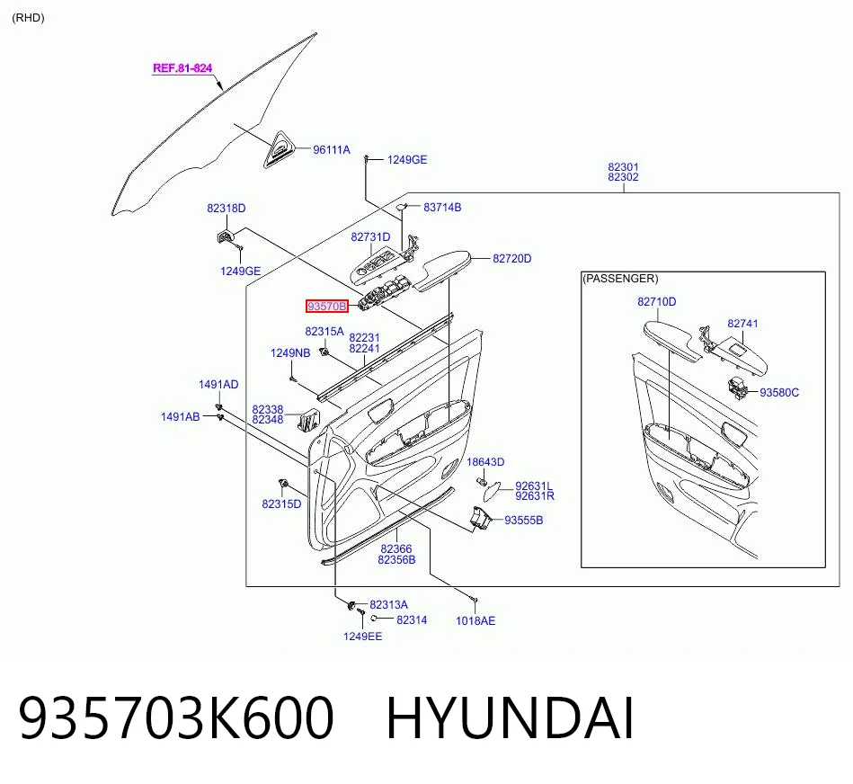 935703K600 Hyundai/Kia Кнопки переднего левого стекло подъёмника