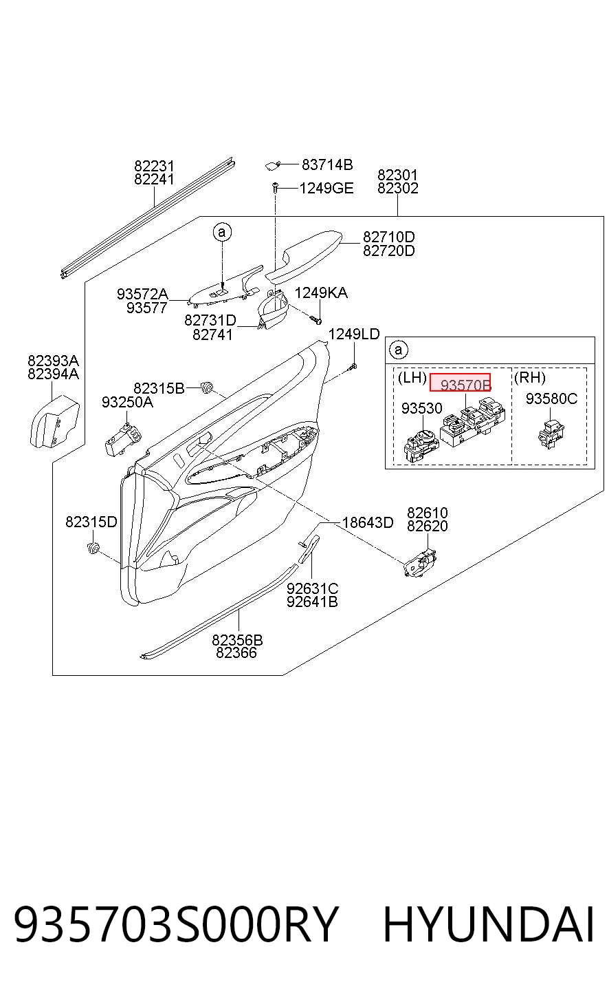 935703S000RY Hyundai/Kia Кнопки переднего левого стекло подъёмника