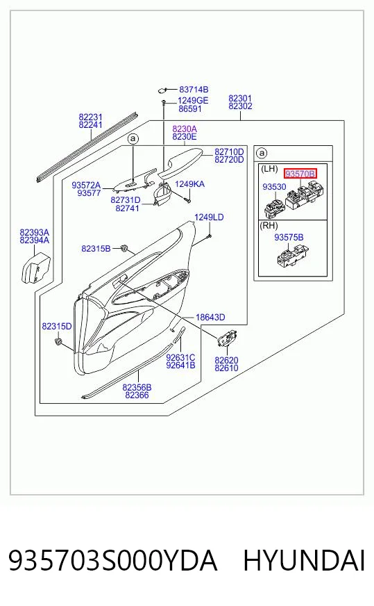 935703S000YDA Hyundai/Kia Кнопки переднего левого стекло подъёмника