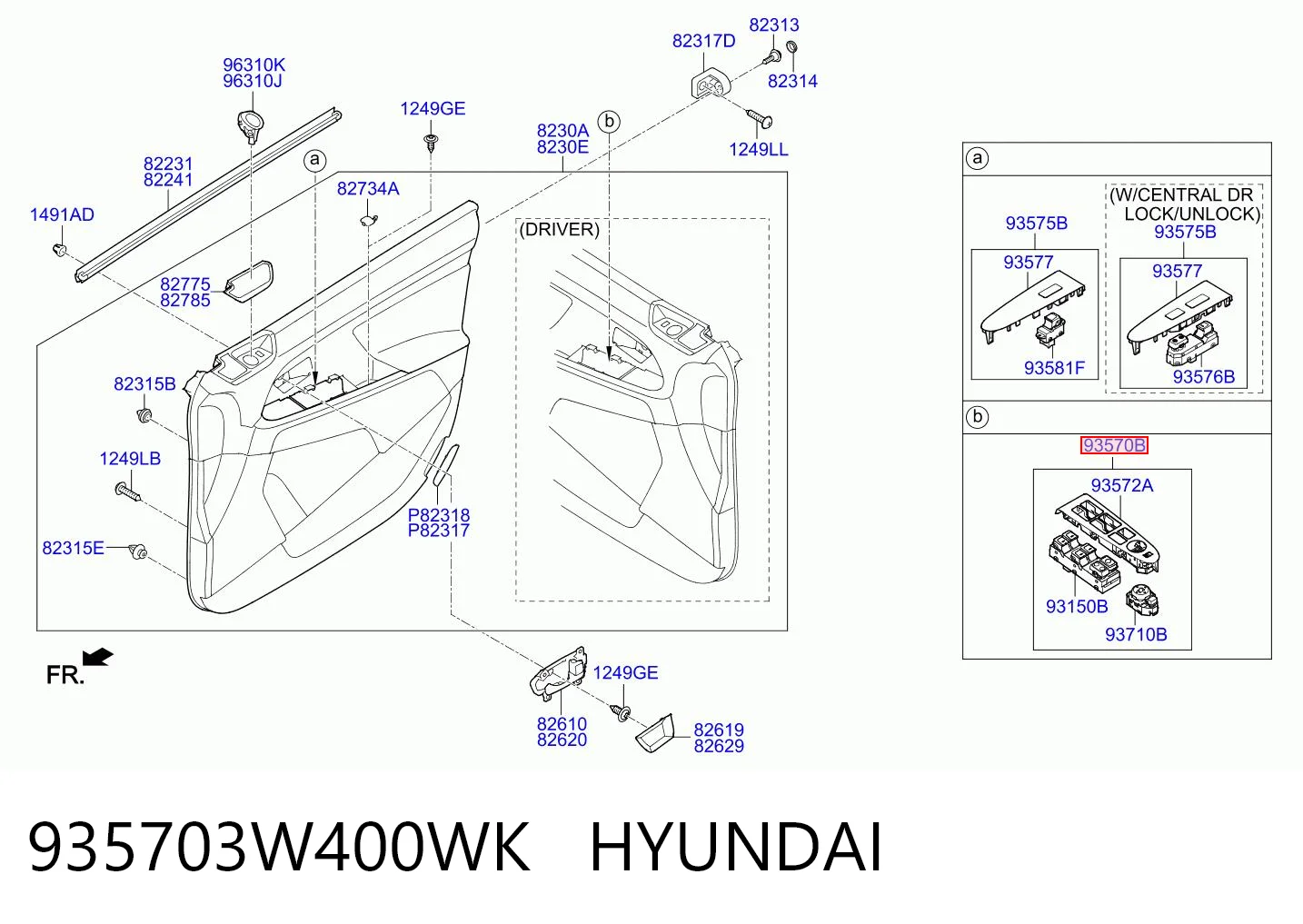 935703W400WK Hyundai/Kia Кнопки переднего левого стекло подъёмника