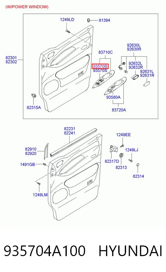 935704A100 Hyundai/Kia Кнопки переднего правого стекло подъёмника
