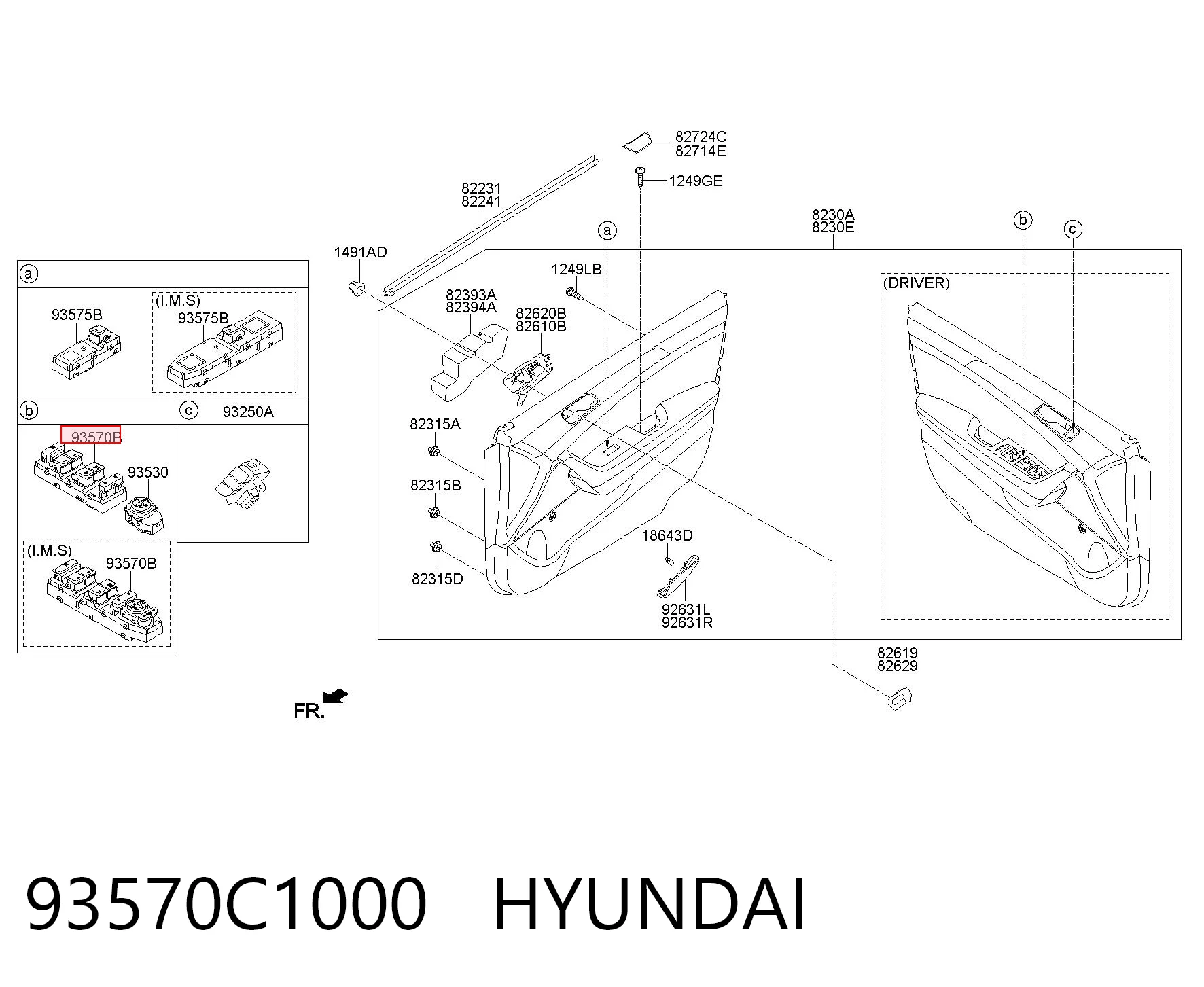 93570C1000 Hyundai/Kia Кнопки переднего левого стекло подъёмника