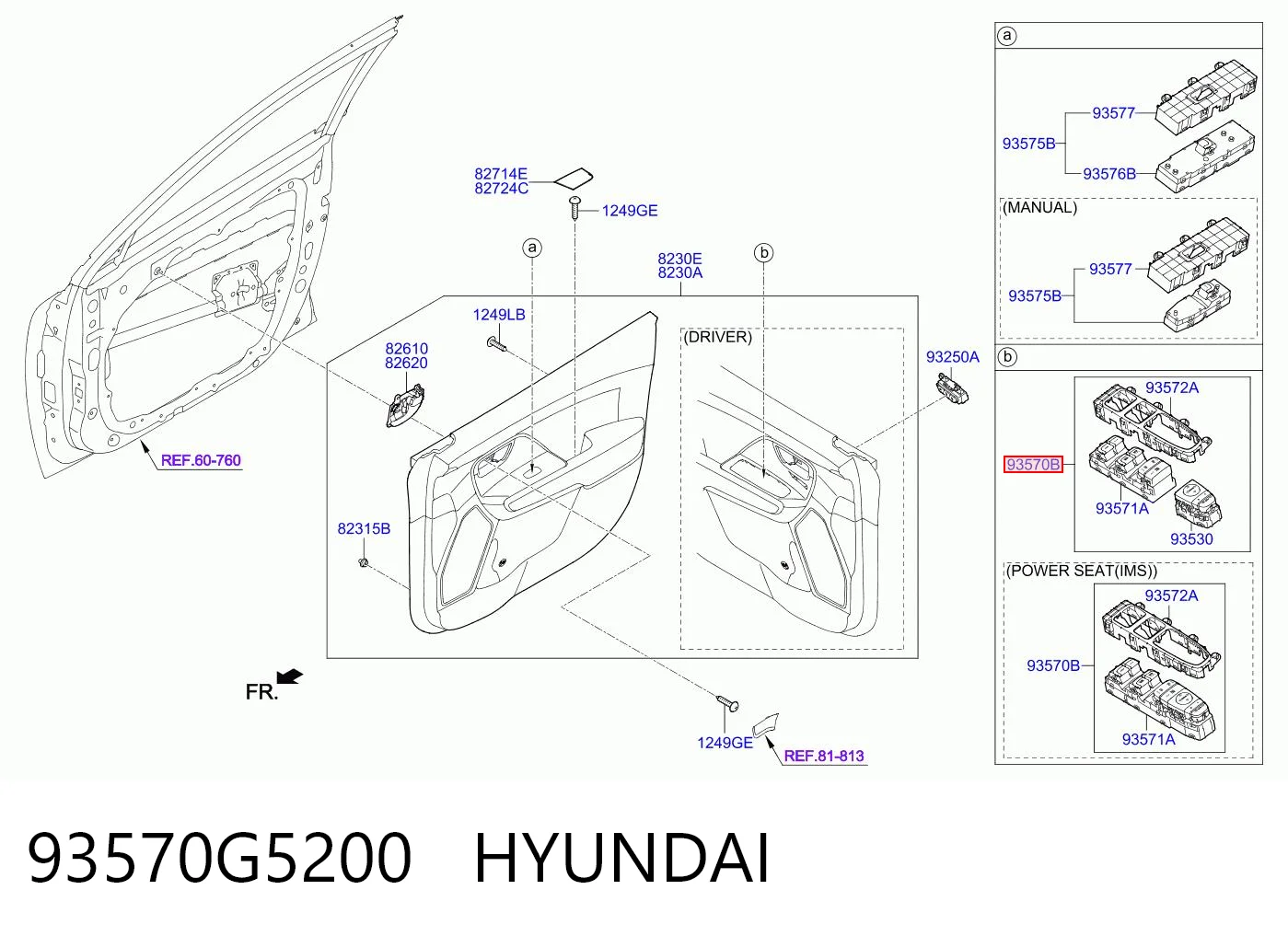 93570G5200 Hyundai/Kia Кнопки переднего левого стекло подъёмника