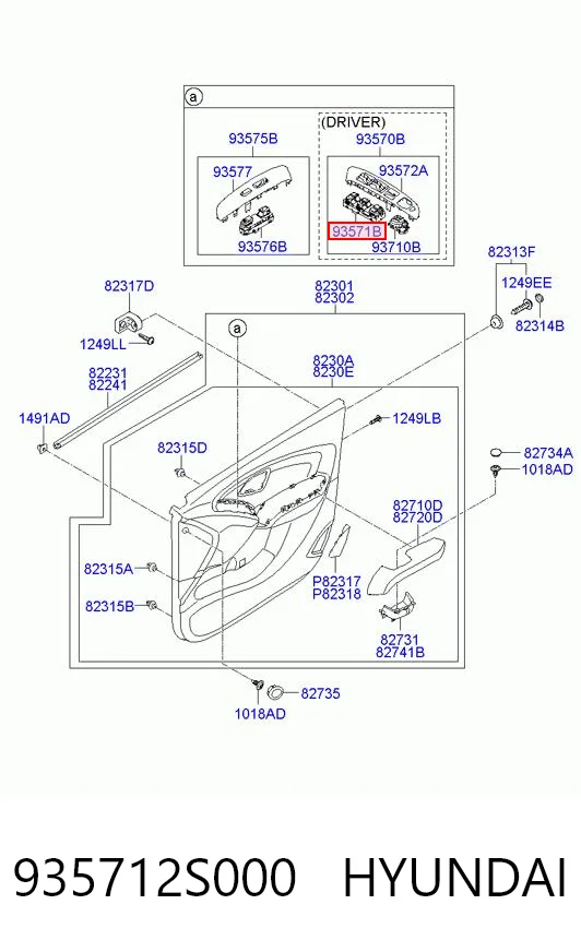 935712S000 Hyundai/Kia Кнопки переднего левого стекло подъёмника