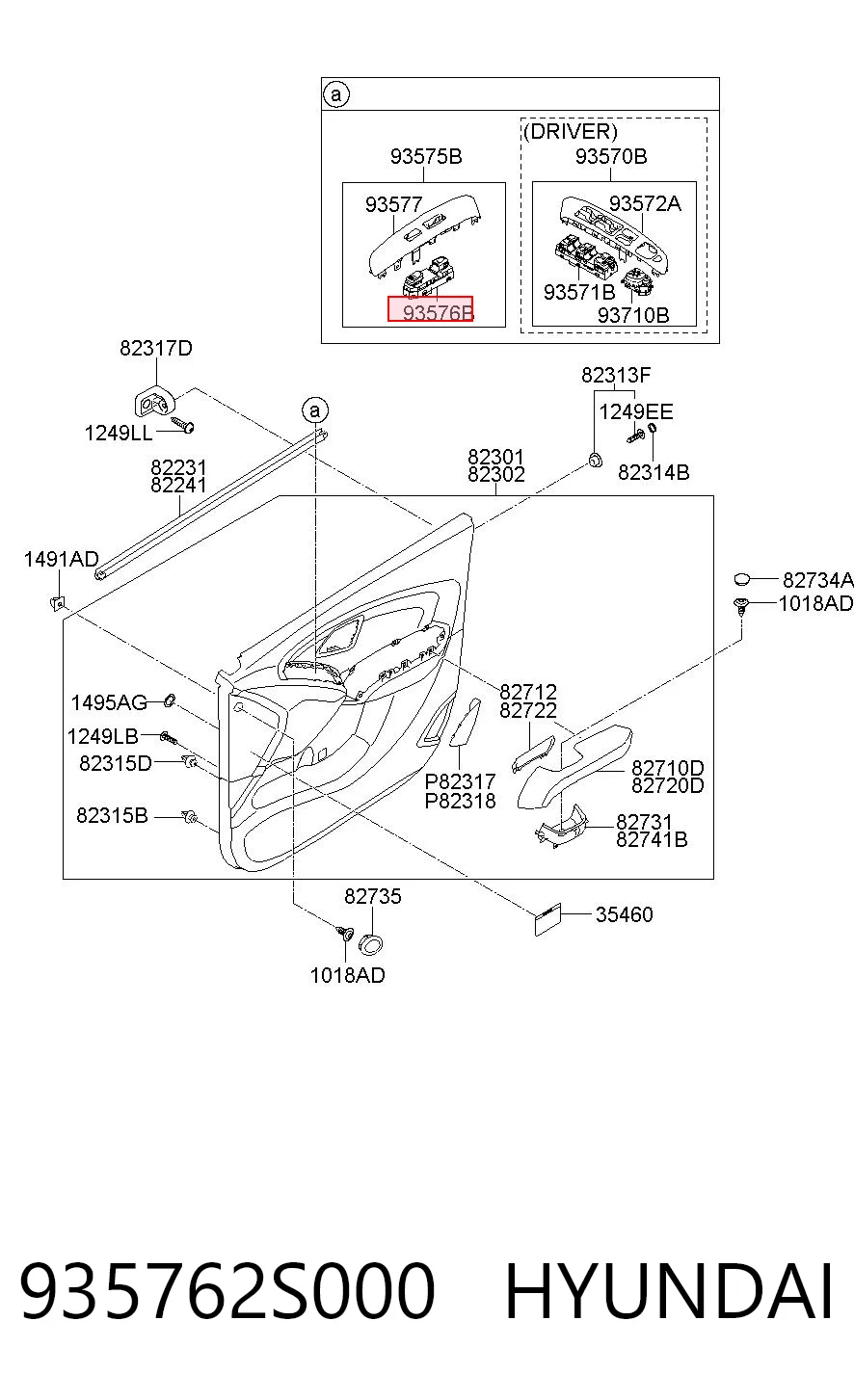 935762S000 Hyundai/Kia Кнопки переднего правого стекло подъёмника