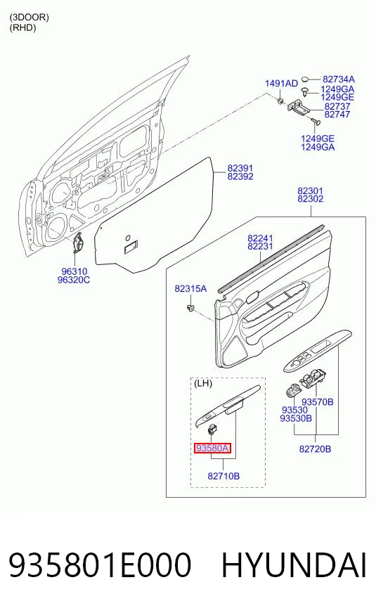 935801E000 Hyundai/Kia Кнопки заднего стеклоподъемника